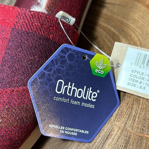 NWT TOMS Red Cozy Plaid Alpargata - Picture 12 of 14